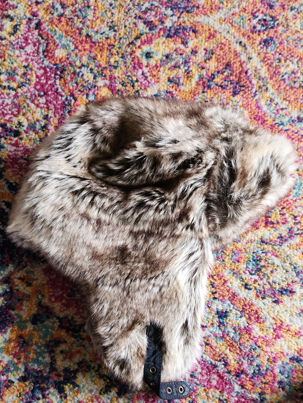 H&M Faux Fur Trapper Hat in Brown and Cream
